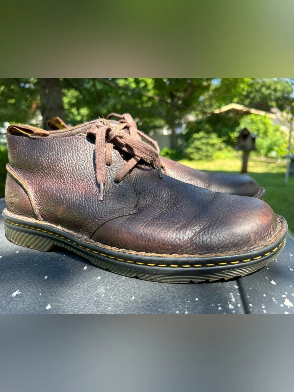 Dr. Martens Boots Sussex Brown Leather Chukka Yellow Stitching Grunge 90 Size 11
